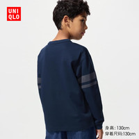 优衣库童装男童女童AIRism棉混纺圆领T恤长袖25秋冬新款482986 69 藏青色 150