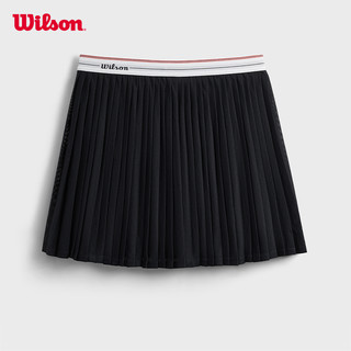 Wilson威尔胜夏季女士LIMITLESS网球裙运动半身裙针织百褶裙 正黑色-WW00255431BKA