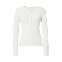 红袖 2025春季女装简约慵懒风肌理感半开门襟V领套头针织衫