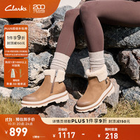Clarks 其乐 Hencroft系列女士秋冬复古保暖加绒雪地靴中筒靴 浅棕色 261798104