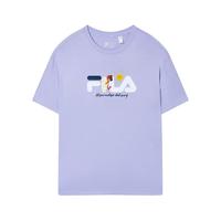 斐乐（FILA）官方女子短袖T恤2023夏新时尚休闲宽松创意插画logo短T 蕈紫-PU 165/84A/M
