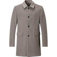 七匹狼翻领净色羊毛呢大衣男商务休闲中长款冬季保暖加厚呢子男士外套 309(棕驼色) L 170/88A