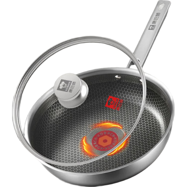 88VIP：康巴赫 不锈钢红点感温蜂窝煎锅 26CM