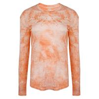 灰壳25美利奴羊毛扎染长袖T恤男女款亲肤透气户外运动上衣 桔红色 S