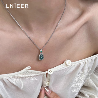 Lnieer新中式危料蓝水翡翠葫芦吊坠925银项链女国风轻奢锁骨链 蓝水翡翠葫芦项链+检测证书