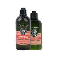 欧舒丹（L'OCCITANE）5合1草本菁纯修护洗发水洗发露蓬松温和平衡强韧护发素 修护洗发水300ml+护发素250ml