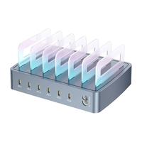 万隆欣多口隔板支架充电器6口Type-C接口PD20W快充动感氛围灯120W适用苹果安卓手机平板通用桌面设备充电桩