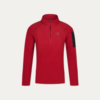 Haglöfs火柴棍Micro fleece 1/2 zip户外男女款保暖抓绒衣上衣 女款-宝石红 L