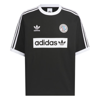 adidas复古撞色球衣风运动圆领短袖T恤男装夏季阿迪达斯三叶草   黑色   XL