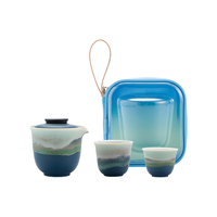 故宫文化 印象·千里江山旅行茶具套装 便捷茶具整套故宫文创 随行茶具整套5件套【礼盒装】