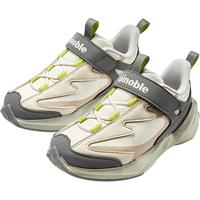 Ginoble 基诺浦 儿童跑步鞋2025年冬季男女学步鞋加绒保暖宝宝鞋子GW1831 棕色_深灰_象牙白 25.5 160mm 适合脚长156-165mm