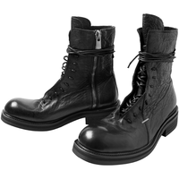 幻象者暗黑先锋原创设计高帮靴子厚底增高鞋底男鞋牛皮马丁靴 黑色 39