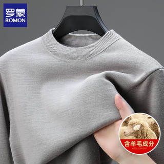 罗蒙（ROMON）【含羊毛】男士加绒毛衣2025冬季新款保暖打底针织衫圆领套头衫 黑色 L （建议体重120-135斤）