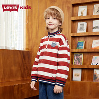 Levi's李维斯儿童童装卫衣冬季男女童新款立领条纹长袖上衣潮 浅燕麦色 110 /56 【建议身高104-110cm】