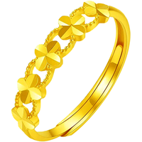 中国黄金(CHINA GOLD)四叶草黄金戒指女新款足金素圈指环活口520情人节生日礼物送女友 【今/次日达】四叶草戒指 约2.1g-2.2g