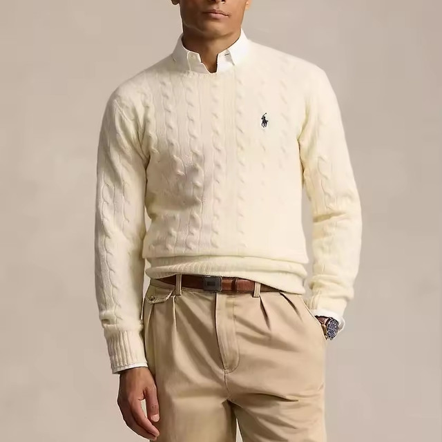 RALPH LAUREN 拉夫劳伦 男士 羊毛羊绒混纺绞花针织毛衣 多色可选