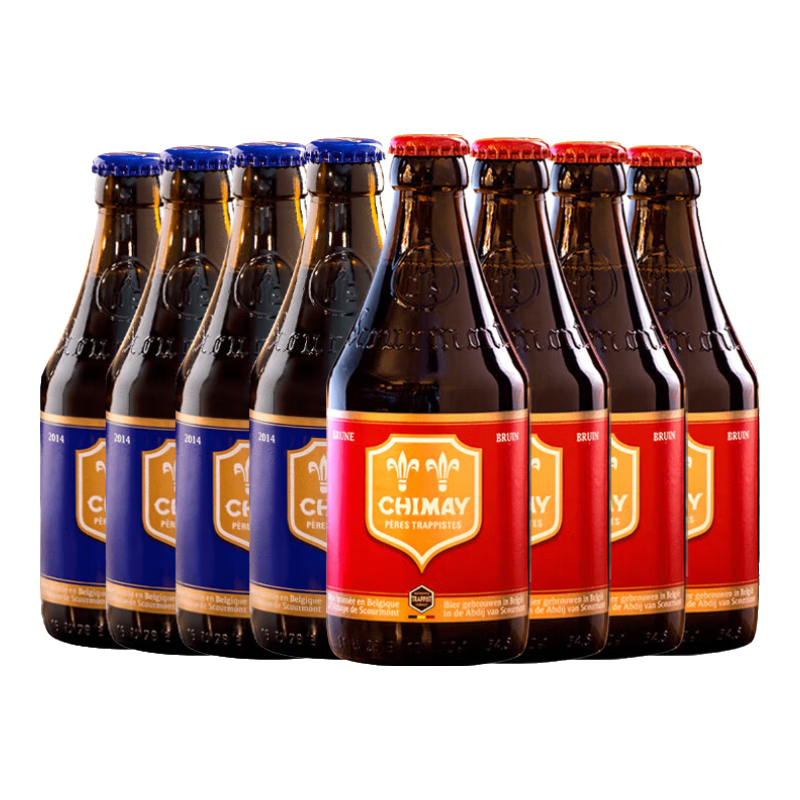  CHIMAY/智美 修道士精酿 啤酒  红蓝组合 330mL 8瓶 组合装 整箱装 330ml