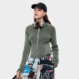 FILA 女装FUSION系列女式针织衫女士时尚休闲修身连帽织衫