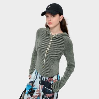 FILA 女装FUSION系列女式针织衫女士时尚休闲修身连帽织衫