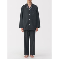 無印良品 MUJI(無印良品 )无侧缝 法兰绒睡衣 男士家居服 软棉棉内衣 深灰色图案5A XL