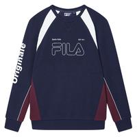 FILA 男装时尚休闲简约卫衣男士宽松舒适圆领拼色长袖针织套头衫