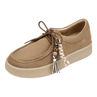 73Hours女鞋蹦蹦2025春季纯色圆头平底乐福鞋 驼色 35