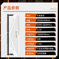 PLUS会员:光威 48GB(24GBX2) DDR5 6000 台式机内存条 天策 马甲条 三星颗粒 CL42 皓月白