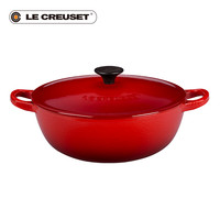 百年酷彩LE CREUSET红桔色珐琅铸铁锅海鲜锅深烧锅焖煮锅圆形锅