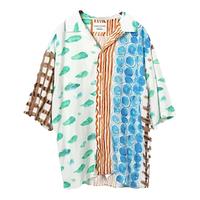 niko and ...津森千里联名款春秋款撞色时尚休闲花衬衫265796