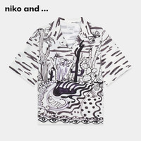 niko and ...津森千里联名款春秋款撞色时尚休闲花衬衫265796 L