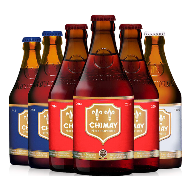 智美 比利时智美红蓝白金帽修道院精酿啤酒混合装6瓶