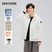 Skechers 2025秋冬男士梭织短款羽绒外套立领保暖棉服面包服