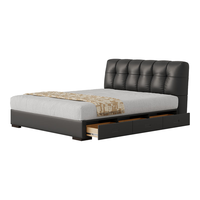 顾家家居(KUKA)地台床抽屉储物皮床双人床DS8581B【奶灰】无床头右抽屉1.5m