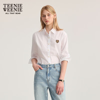 Teenie Weenie小熊女装衬衫2025秋季新气质通勤简约刺绣长袖衬衣 白色 XL