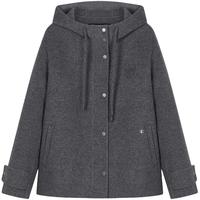 Teenie Weenie小熊女装绵羊毛呢外套25冬季简约风连帽大衣上衣 中灰色 S