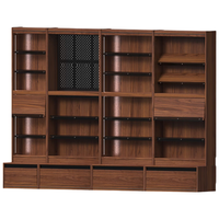 续写家具实木书柜自由组合玻璃防尘展示柜客厅卧室黑胡桃木落地储物柜
