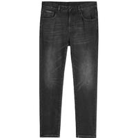 劲霸男装秋冬修身微弹男士牛仔裤子男舒适耐穿不紧绷|FQRT4585 黑灰色 35