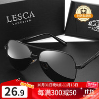 移动端、京东百亿补贴：LESCA LUNETIER 日夜两用偏光防紫外线太阳眼镜 全黑框变色片（日夜两用）