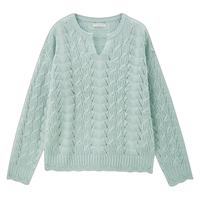 佐丹奴针织衫女装绞花镂空小V领毛织套头针织衫 13354677