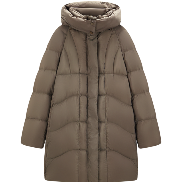 LEDIN 乐町 中长款面包羽绒服女冬季超柔连帽保暖羽绒外套潮