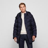 保暖服饰：HUGO BOSS 男士商务通勤休闲连帽羊毛羽绒外套