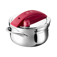 凌丰304不锈钢高压锅燃气压力锅小型家用防爆迷你压力煲电磁炉通用 3L 圣罗兰红【含汤锅盖】 20cm