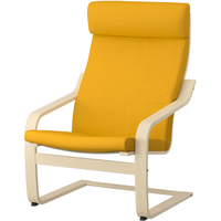 宜家（IKEA）POANG波昂布艺靠背单人休闲椅现代简约人体工学懒人沙发椅阳台椅 黄色/斯科特伯