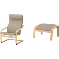 宜家（IKEA）POANG波昂布艺靠背单人休闲椅现代简约人体工学懒人沙发椅阳台椅 【升级款】米黄色/西拉利德+脚凳