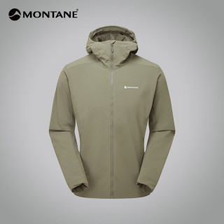 MONTANE盟泰恩KHAMSIN HOODIE户外软壳加绒男 防风耐磨保暖弹力舒适外套 CAPER 浅苔绿 M