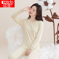 红豆(Hodo) 红豆内衣秋衣秋裤纯棉套装纯色低圆领打底衫裤C秋 女款浅米肤(100%棉抑菌) 170/95