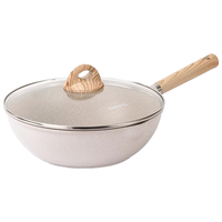 卡罗特不粘锅炒锅家用麦饭石炒菜锅平底锅不沾锅电磁炉燃气灶 28cm 炒锅-带盖 28cm