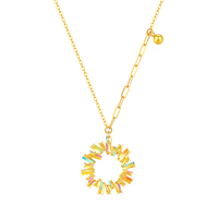 周大生黄金项链5G足金极光炫彩套链几何O字链金珠生日礼物送女友 3.88g