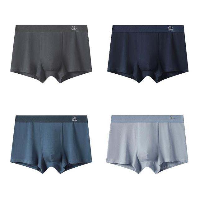 芬腾 内裤男式2025年内裤10A抑菌纯棉底裆中腰简约平角内裤4条装 灰色/墨兰/宝蓝/蓝色 4条 2XL