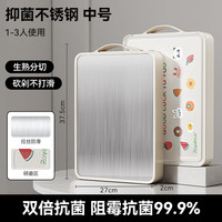 荣事达菜板家用抗菌防霉砧板双面粘板厨房不锈钢切菜板水果板案板 【拉丝款】加厚中号20mm 1-2人适用（抗菌率99.9%）